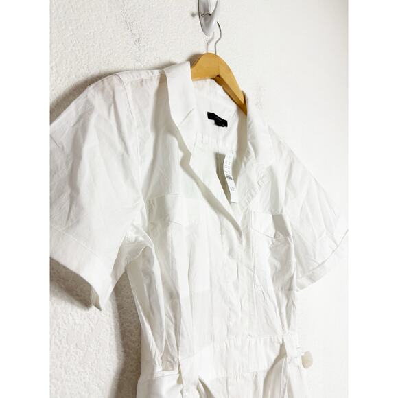 NWT J. Crew Patch-Pocket Cotton White Poplin Shirtdress Size 14 Lightweight - Picture 7 of 14